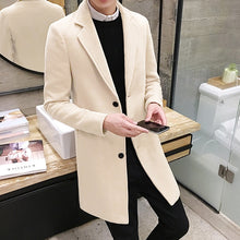 Load image into Gallery viewer, 2019 New Winter Woolen Coat Men Leisure Long Sections Woolen Coats Mens Pure Color Casual Fashion Jackets / Casual Men Overcoat