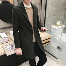 Load image into Gallery viewer, 2019 New Winter Woolen Coat Men Leisure Long Sections Woolen Coats Mens Pure Color Casual Fashion Jackets / Casual Men Overcoat