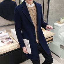Load image into Gallery viewer, 2019 New Winter Woolen Coat Men Leisure Long Sections Woolen Coats Mens Pure Color Casual Fashion Jackets / Casual Men Overcoat