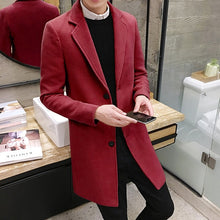 Load image into Gallery viewer, 2019 New Winter Woolen Coat Men Leisure Long Sections Woolen Coats Mens Pure Color Casual Fashion Jackets / Casual Men Overcoat