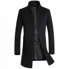 Load image into Gallery viewer, Winter Wool Jacket Men's High-quality Wool Coat casual Slim collar wool coat Men's long cotton collar trench coat