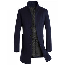 Load image into Gallery viewer, Winter Wool Jacket Men's High-quality Wool Coat casual Slim collar wool coat Men's long cotton collar trench coat