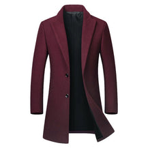 Load image into Gallery viewer, Winter Wool Jacket Men's High-quality Wool Coat casual Slim collar wool coat Men's long cotton collar trench coat